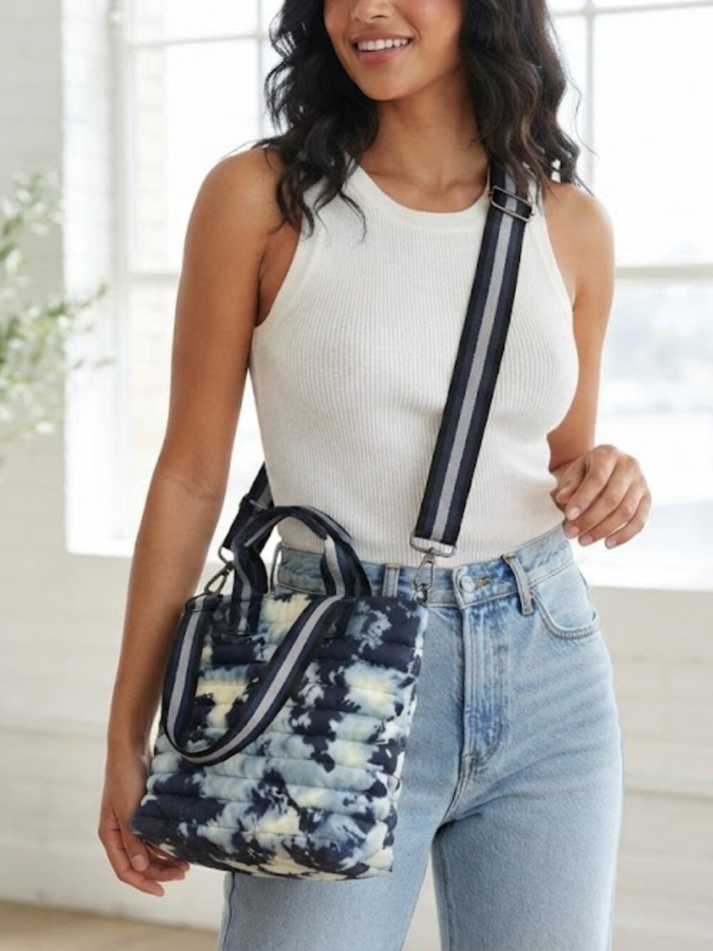 Think Royln Skeleton Blue Tie Die Crossbody/Tote Bag